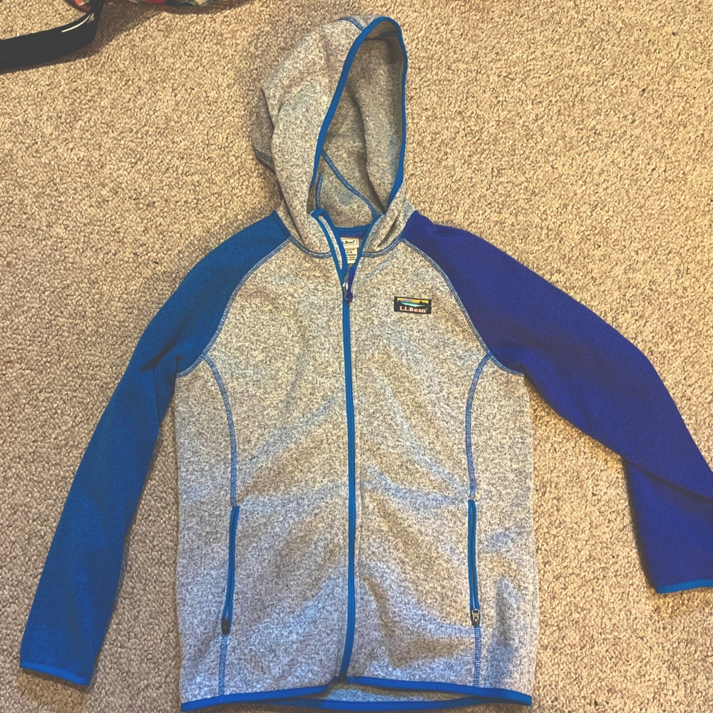 Kids' L.L.Bean's Sweater Fleece, Hooded Colorblock Youth Large 14-16